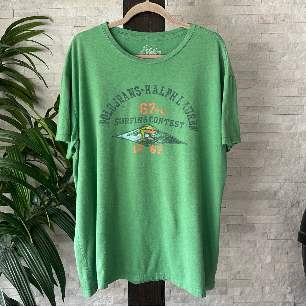 Polo Ralph Lauren Green Cotton Vintage “67th Surfing Contest” T Shirt Size L